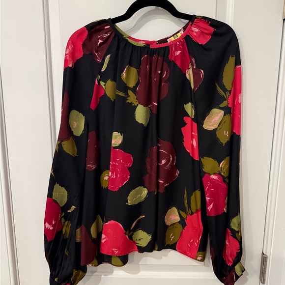 kate spade Tops - Kate Spade Just Rosy Floral Silk Blend Keyhole Top Size XL